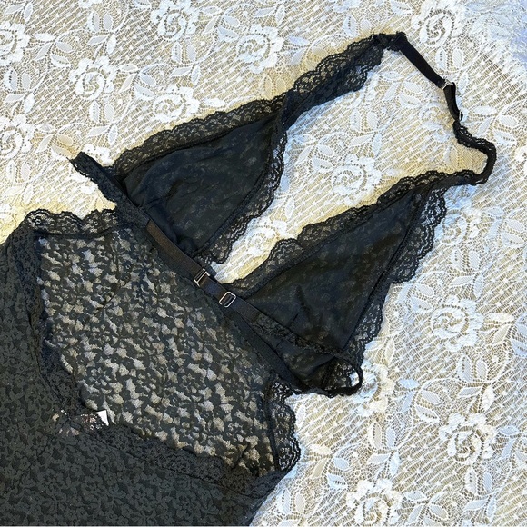 Vintage Victorias Secret Black Lace Halter Teddy - Picture 5 of 6